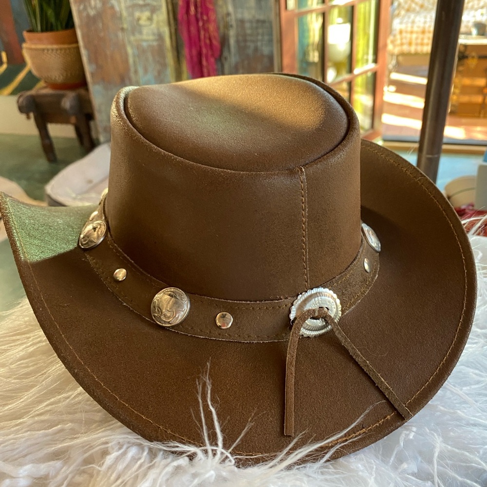 Unisex Leather Cowboy Hat - L - Picture 2 of 10